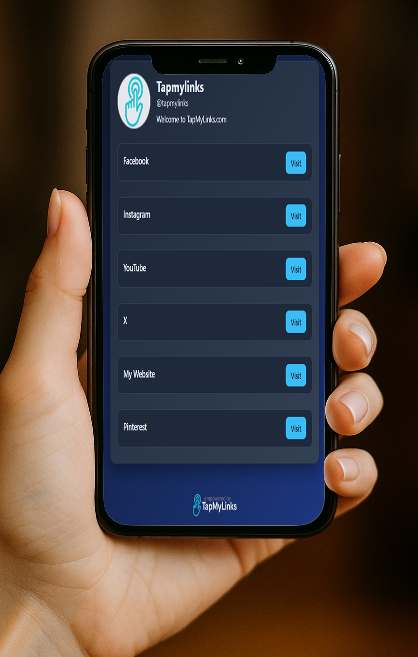 Jessica — TapMyLinks profile on a mobile phone